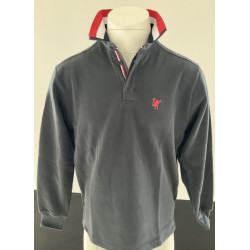 Sweat coupe droite double col gris